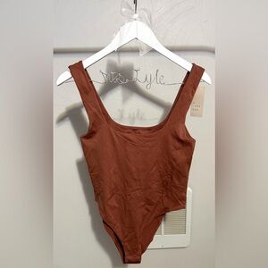 NWT Rust Square-Neck Tank Bodysuit